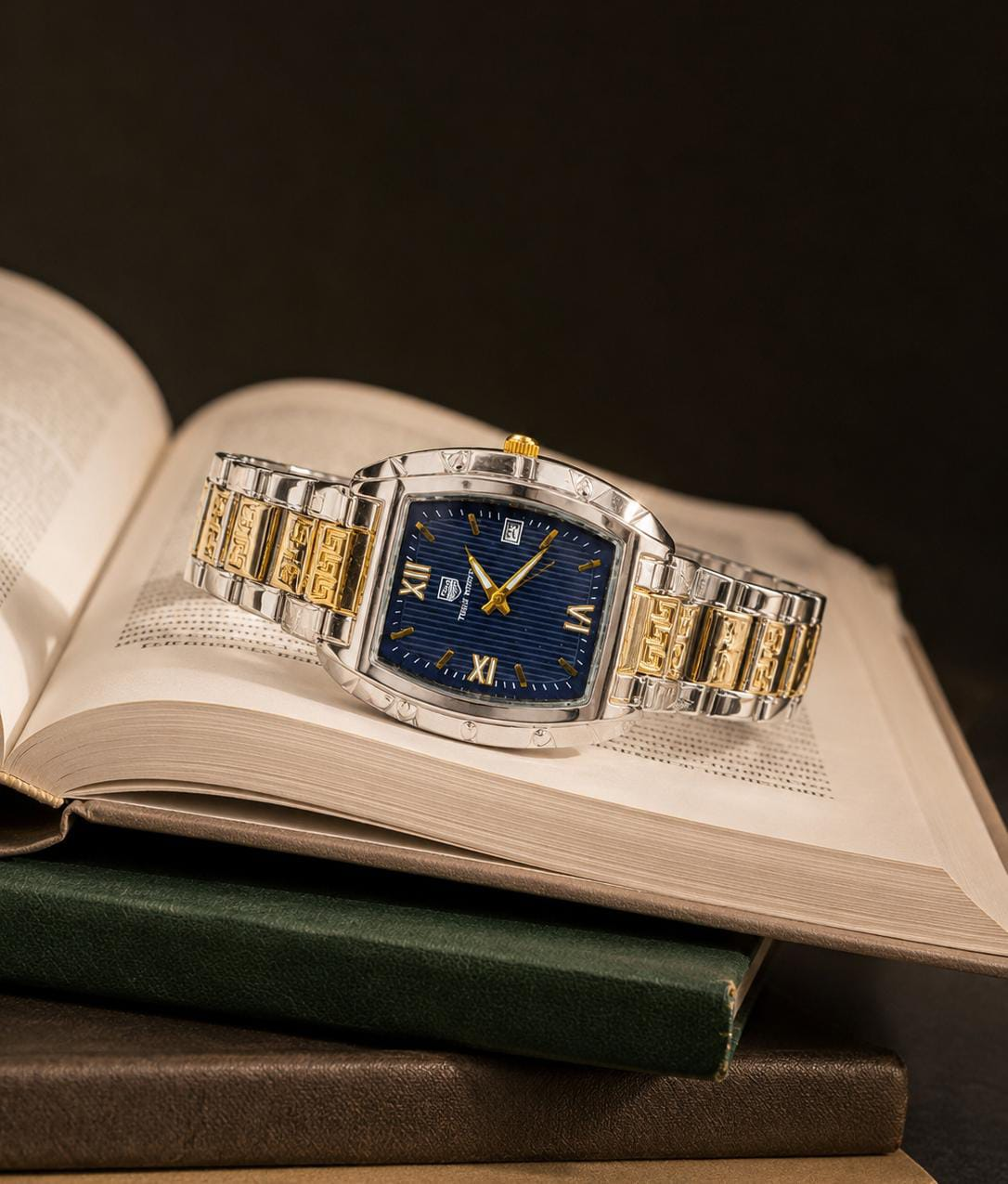 True Worth Premium Men's Tonneau Watch | Working Date & Butterfly Clasp