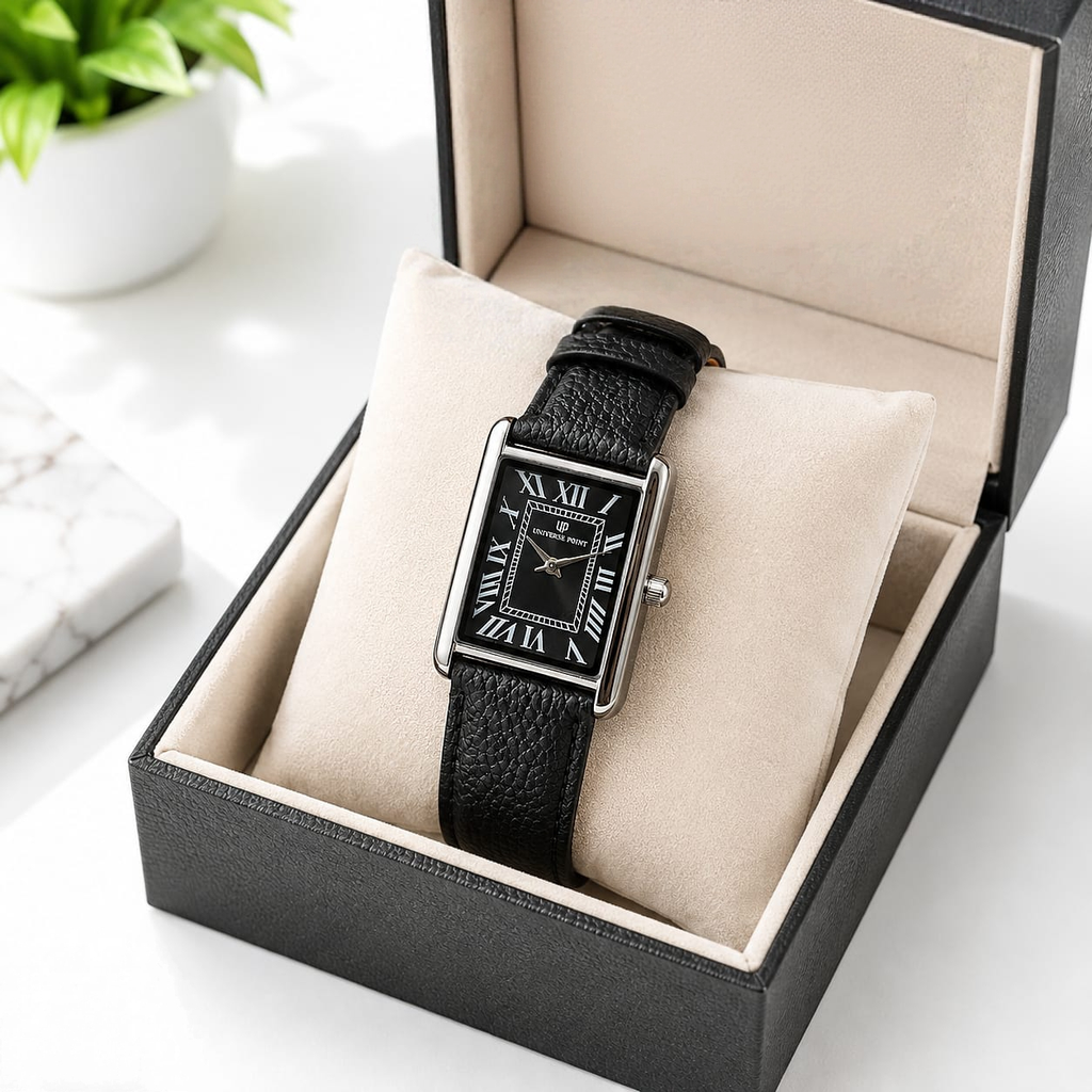 Universe Point Classic Tank Watch | Vintage Rectangular Unisex Timepiece