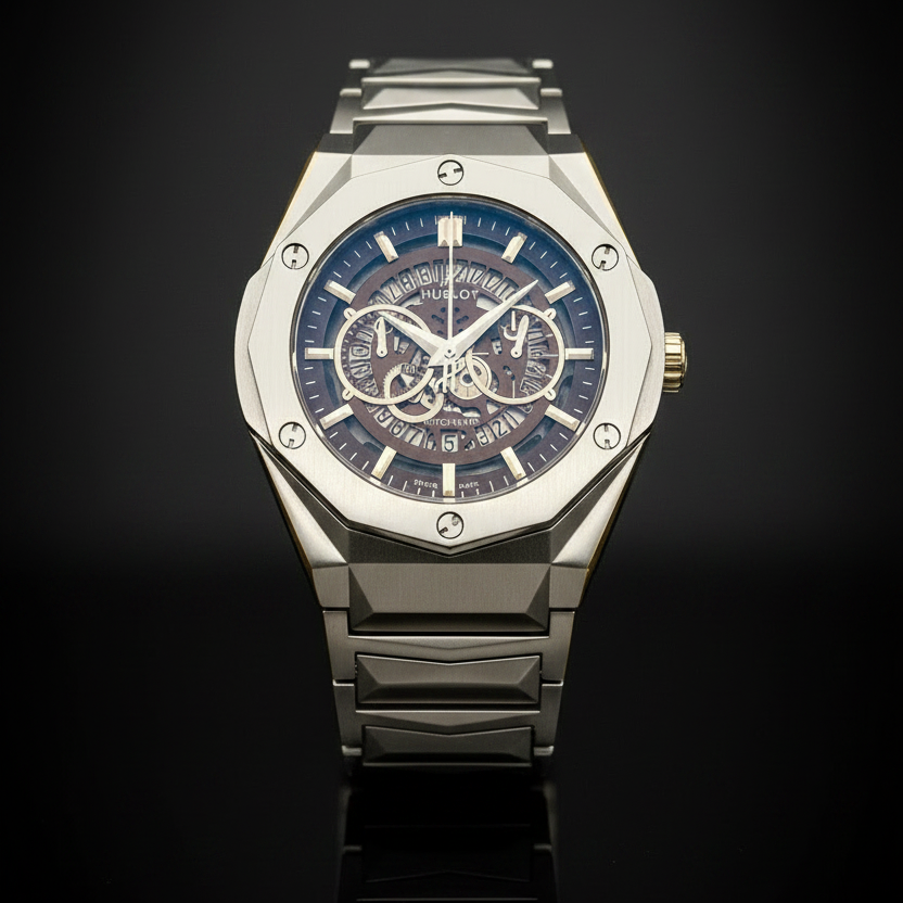 Hublot Skeleton Automatic Watch – Multi-Color Dial Men's Timepiece