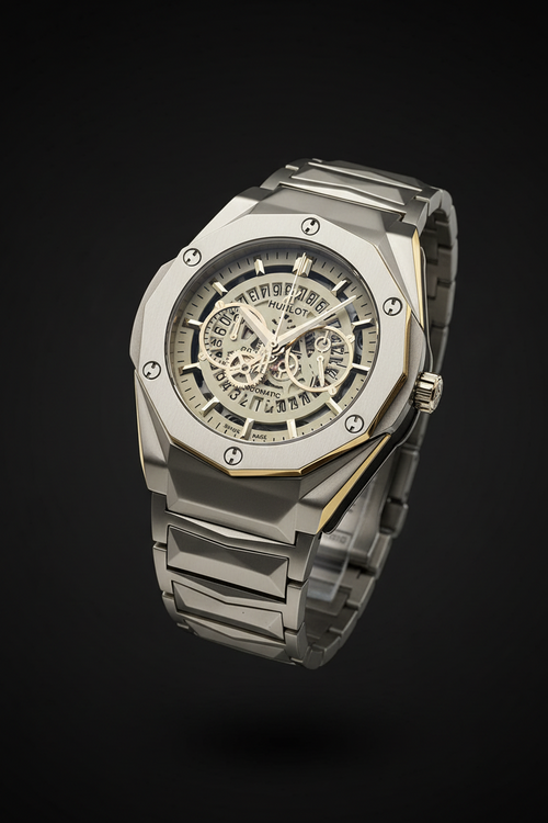 Hublot Skeleton Automatic Watch – Multi-Color Dial Men's Timepiece