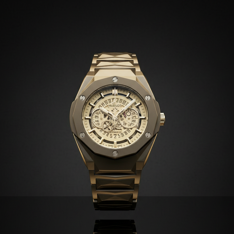 Hublot Skeleton Automatic Watch – Multi-Color Dial Men's Timepiece