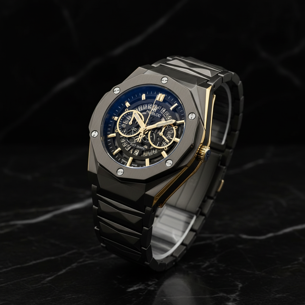 Hublot Skeleton Automatic Watch – Multi-Color Dial Men's Timepiece