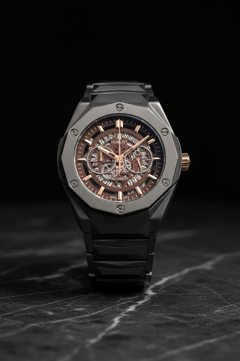 Hublot Skeleton Automatic Watch – Multi-Color Dial Men's Timepiece