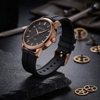 BESTONE Premium Men's Quartz Watch – Textured Black Dial & Rose Gold Case with Magnetic Silicone Strap | Casual & Everyday Wear