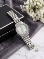 BOMEI Sparkling Solitaire Dress Watch – Silver Dial with Crystal Embellishments