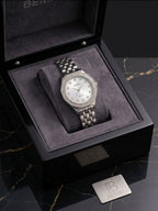 BOMEI Sparkling Solitaire Dress Watch – Silver Dial with Crystal Embellishments