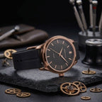 BESTONE Premium Men's Quartz Watch – Textured Black Dial & Rose Gold Case with Magnetic Silicone Strap | Casual & Everyday Wear